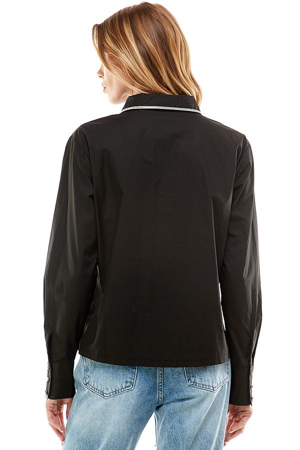 Long Sleeve Button Up Top (Black or White)