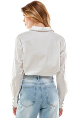 Long Sleeve Button Up Top (Black or White)