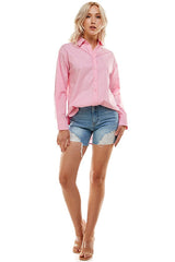 Button-Up Shirt (White, Magenta, Blue, Pink)