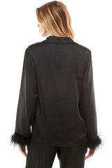 Long Sleeve Feather Top (Green or Black)