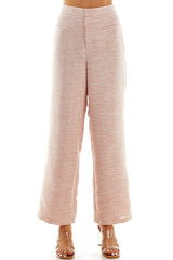 Pink Textured Flare Pant