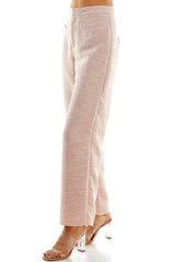 Pink Textured Flare Pant