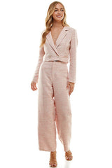 Pink Textured Flare Pant