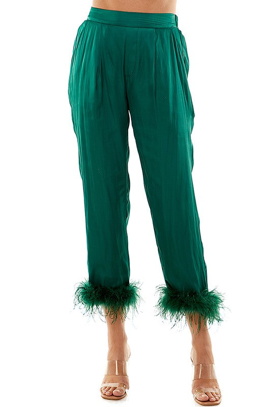 Feather Pants (Green or Black)