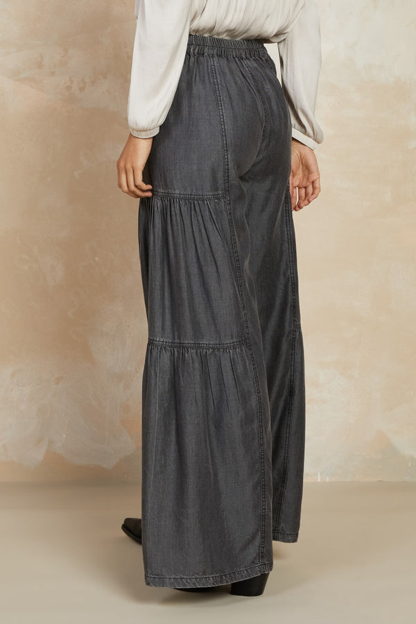 Elastic Waist Tiered Leg Pants