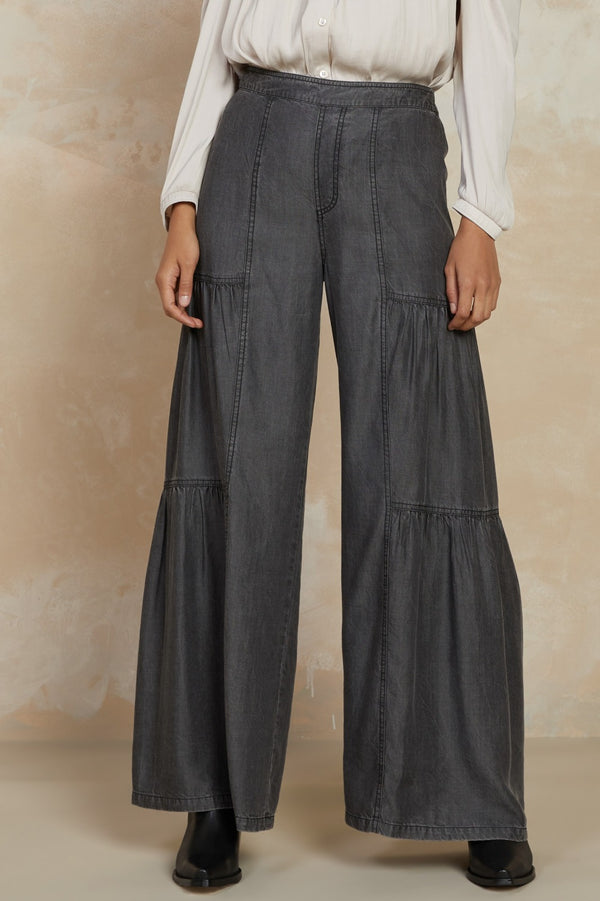 Elastic Waist Tiered Leg Pants