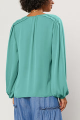 Pleated Shoulder Woven Top (Aqua, Black or Off White)