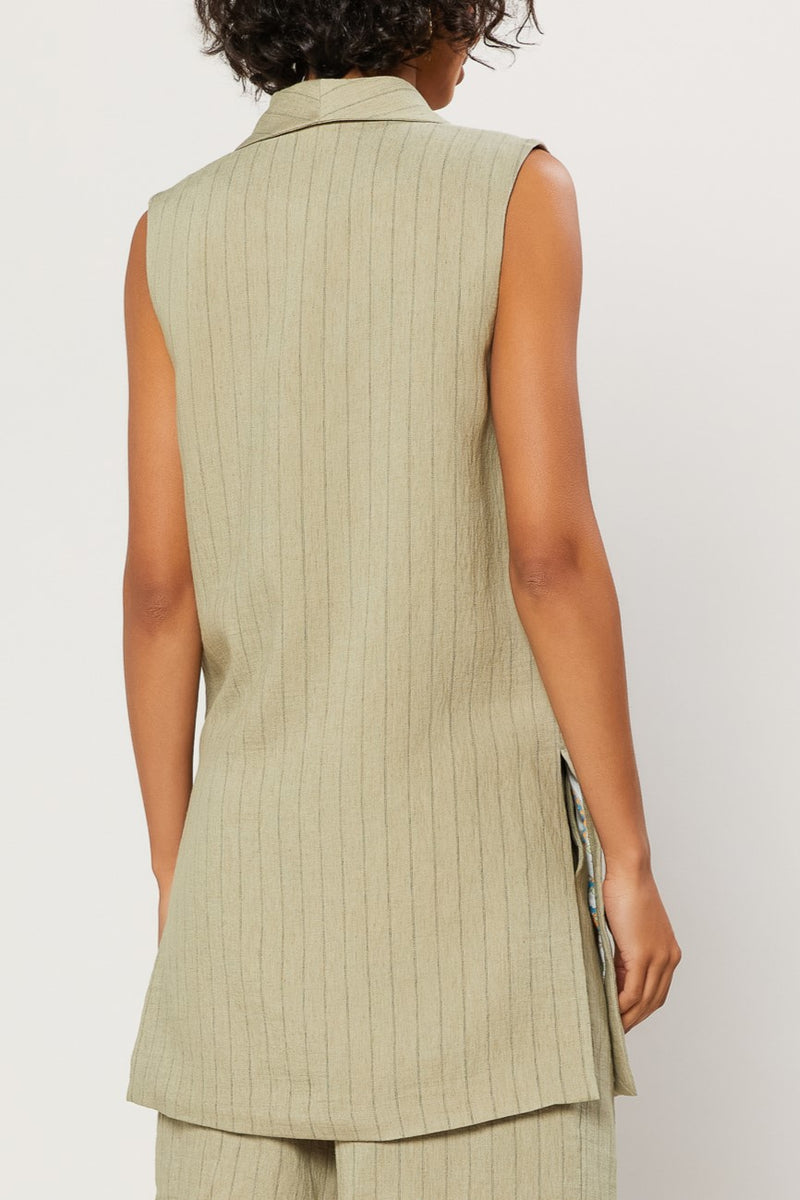 Stripe Shawl Collar Vest