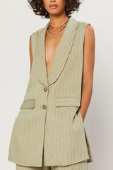Stripe Shawl Collar Vest