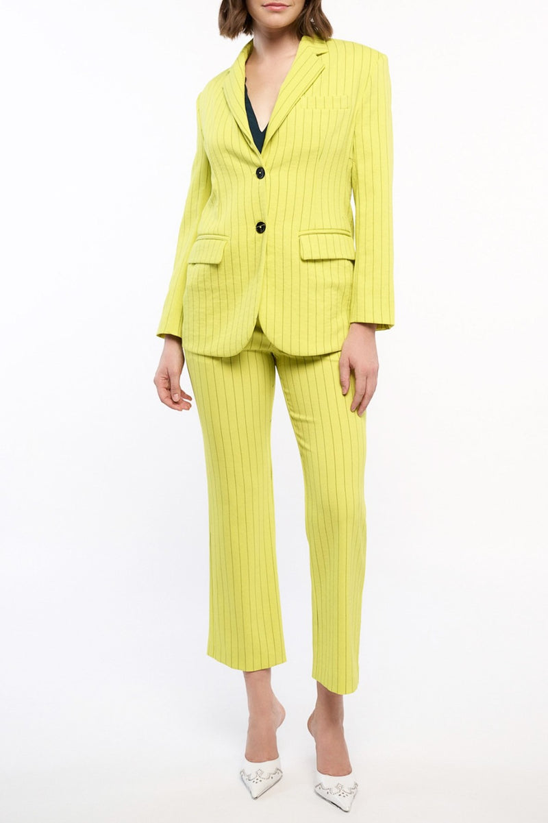 Pinstriped Single Breasted Jacket (Navy or Yellow)