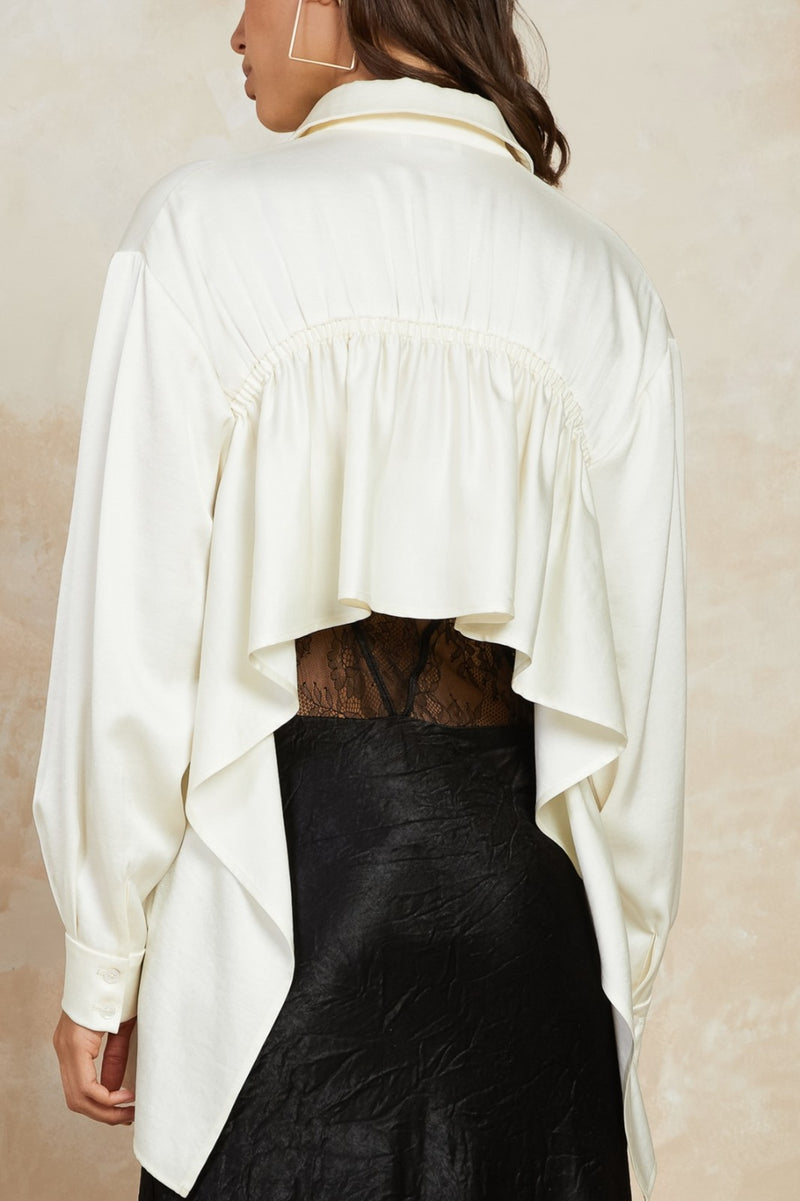 Open Back Long Sleeve Button Up Top
