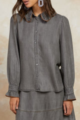 Scallop Edge Collar Chambray Shirt