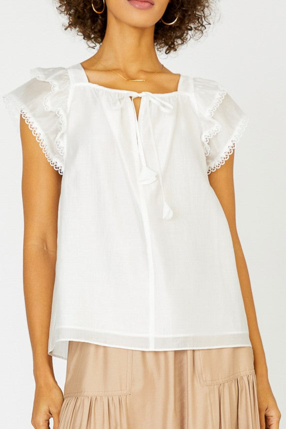 Flutter Sleeve Square Neck Blouse