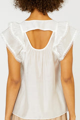 Flutter Sleeve Square Neck Blouse