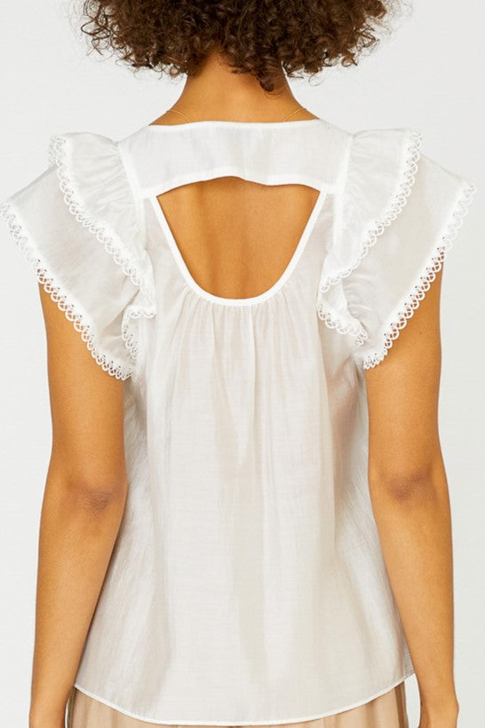 Flutter Sleeve Square Neck Blouse