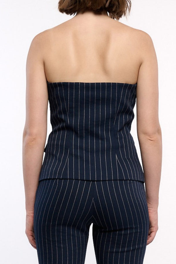 Pinstriped Button Down Bustier