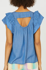 Chambray Self Tie Detail Blouse