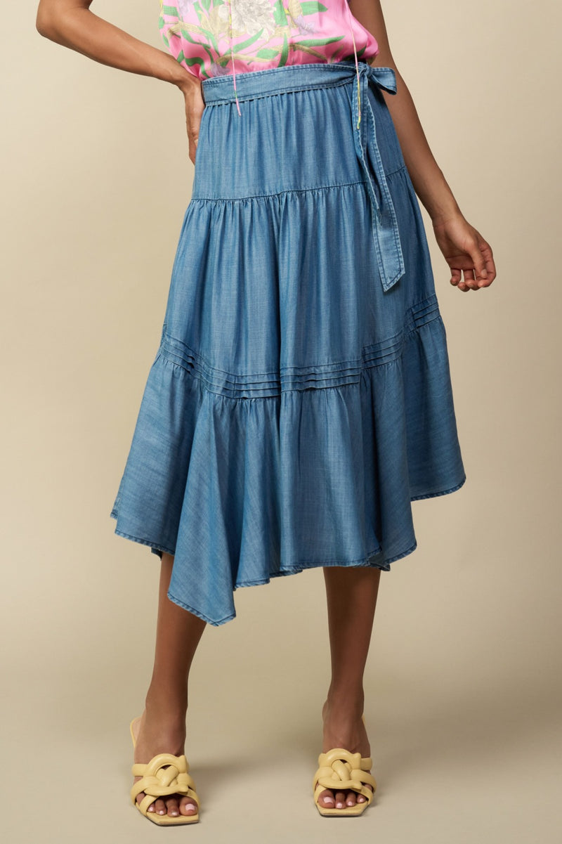 Chambray Handkerchief Hem Skirt