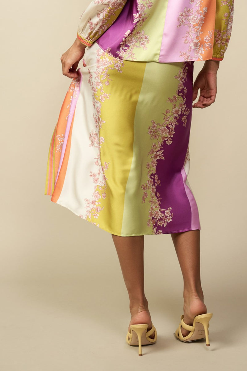 Color Block Printed Midi Skirt