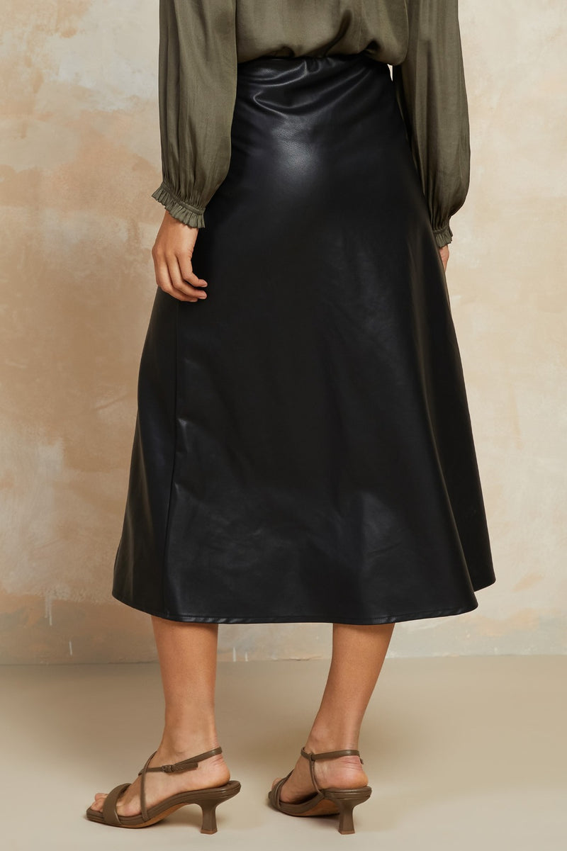Slit Bias Cut Midi Skirt