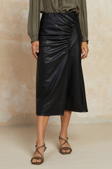 Slit Bias Cut Midi Skirt