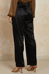 Side Pocket Black Straight Leg Pants