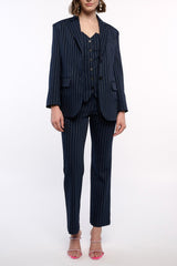 Pinstriped Bootcut Pants (Navy or Yellow)
