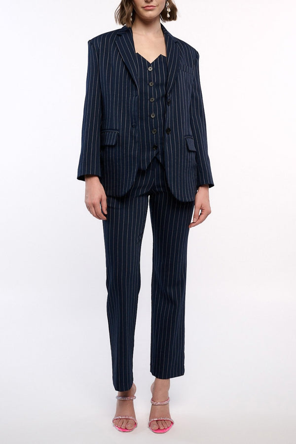 Pinstriped Bootcut Pants (Navy or Yellow)