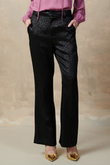Leopard Jacquard Flared Pants