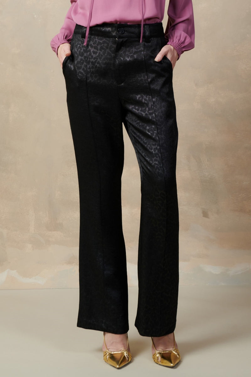 Leopard Jacquard Flared Pants