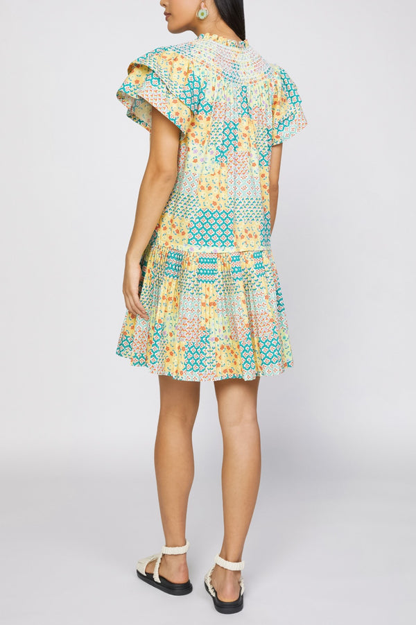 Two Tiered Flutter Sleeve Dress