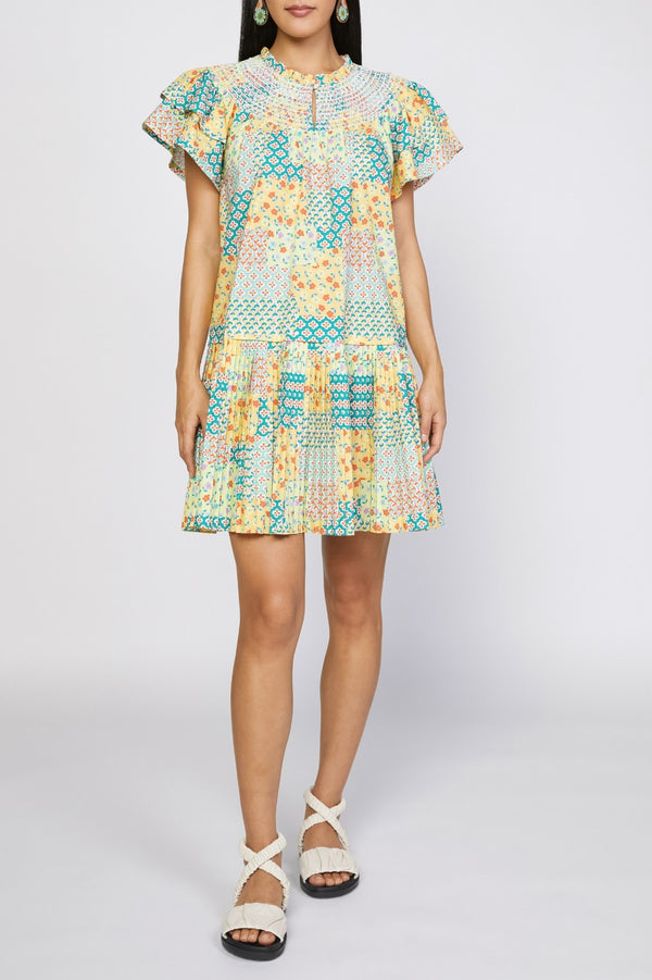 Two Tiered Flutter Sleeve Dress