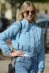 Fashionable Blue Zipper Jacket
