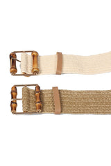 Elastic Square Buckle Belt (Cream, Khaki)