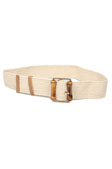 Elastic Square Buckle Belt (Cream, Khaki)