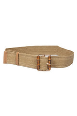 Elastic Square Buckle Belt (Cream, Khaki)