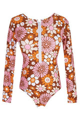Daisy Print Long Sleeve Rash Guard