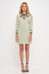 Contrast Binding Floral Dress