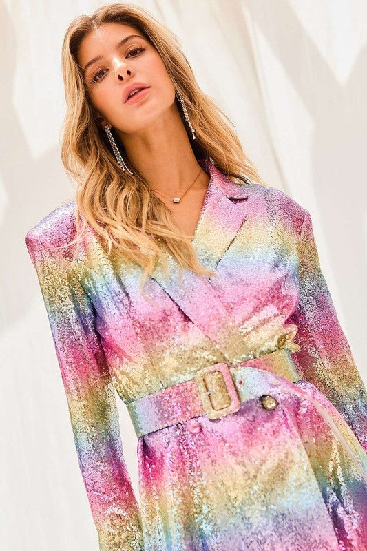 Pink Multi Sequin Dress