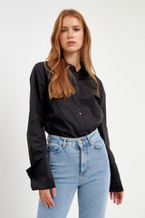 Beaded Collar Poplin Shirt