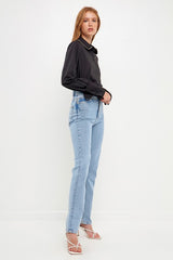 Beaded Collar Poplin Shirt