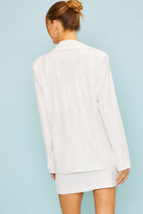 Notched Collar Sequin Jacket