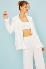 Notched Collar Sequin Jacket