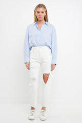 Destroyed White Mom Jeans