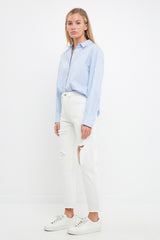 Destroyed White Mom Jeans