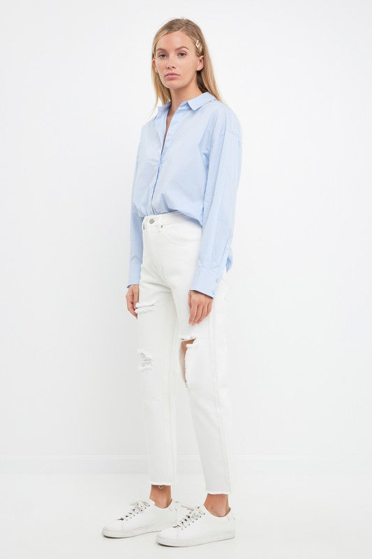 Destroyed White Mom Jeans