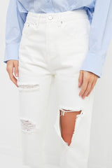 Destroyed White Mom Jeans