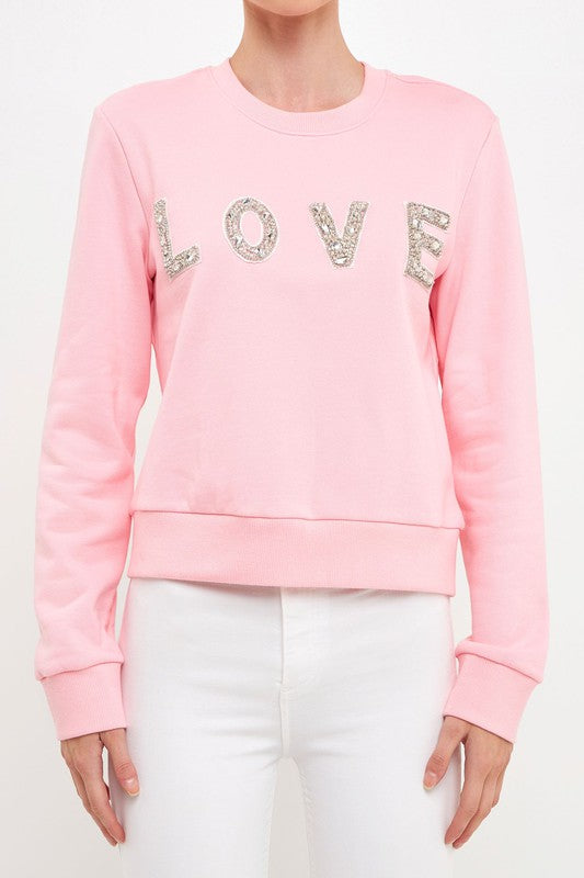 Lettering Beads Sweatshirt (Pink or Grey)
