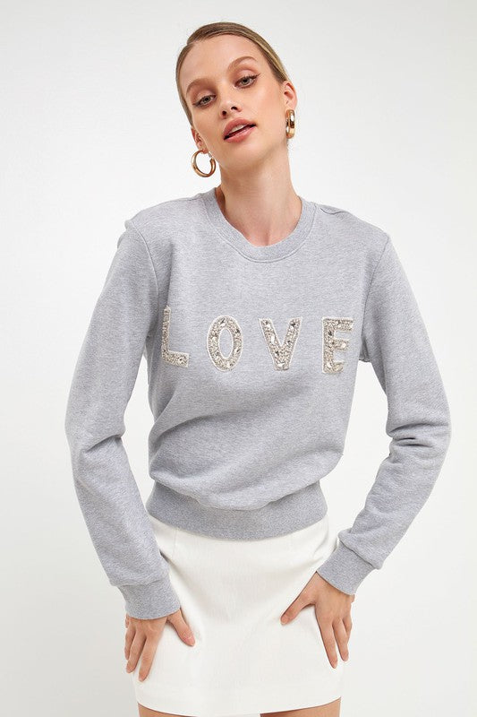 Lettering Beads Sweatshirt (Pink or Grey)