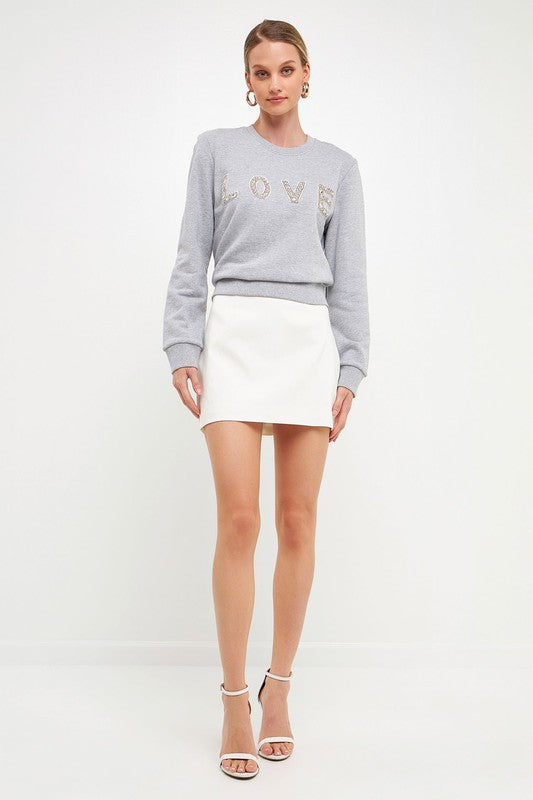 Lettering Beads Sweatshirt (Pink or Grey)